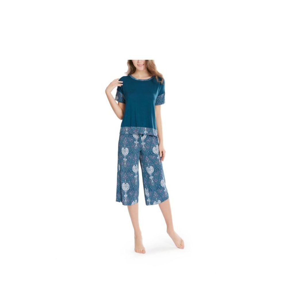 INK + IVY Navy Short Sleeve T-Shirt Capri XXL